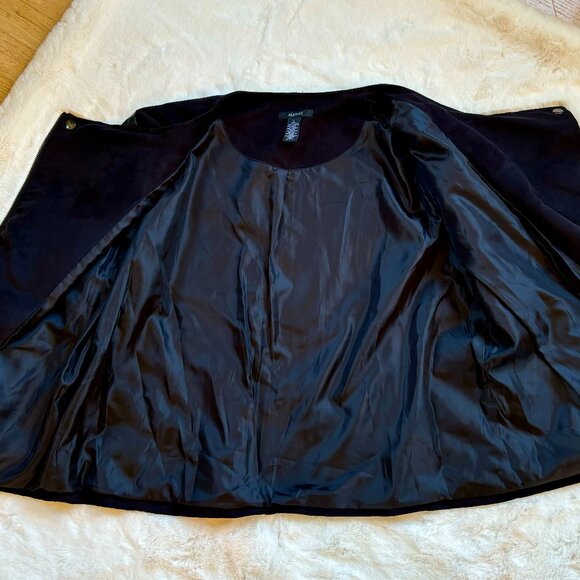 Alfani Women's Faux Black Suede and Faux Leather Full-Zip Jacket, Size: L - Picture 12 of 16
